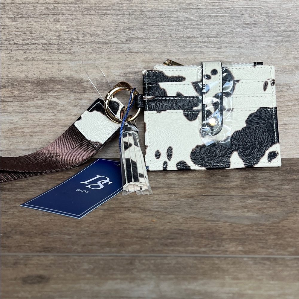 Wristlet cow print wallet Key & Card Holder.